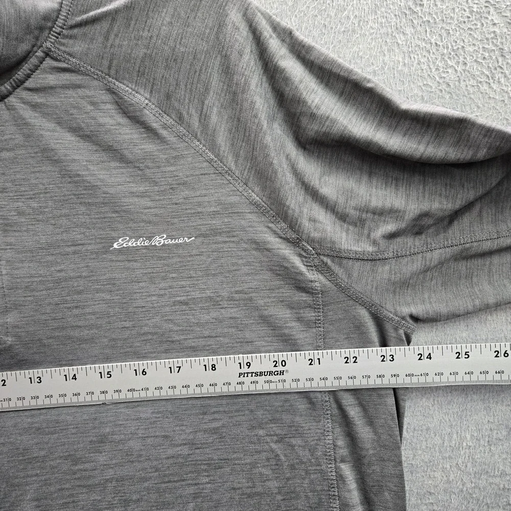 Eddie‎ Bauer Men Shirt XL Gray FREEDRY Activewear Gorpcore Zipper Logo Long
